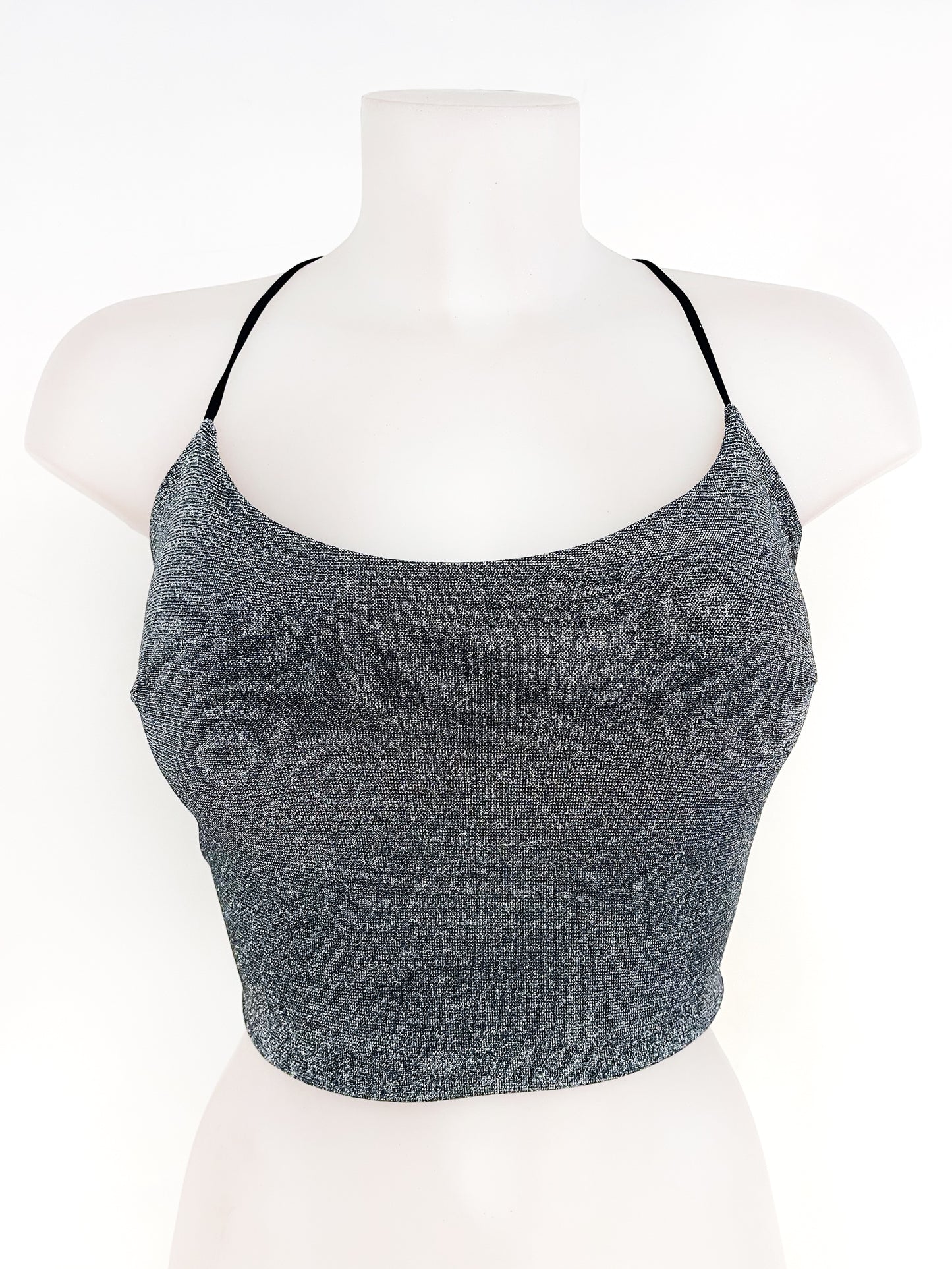 Top Halter brillo de espalda descubierta