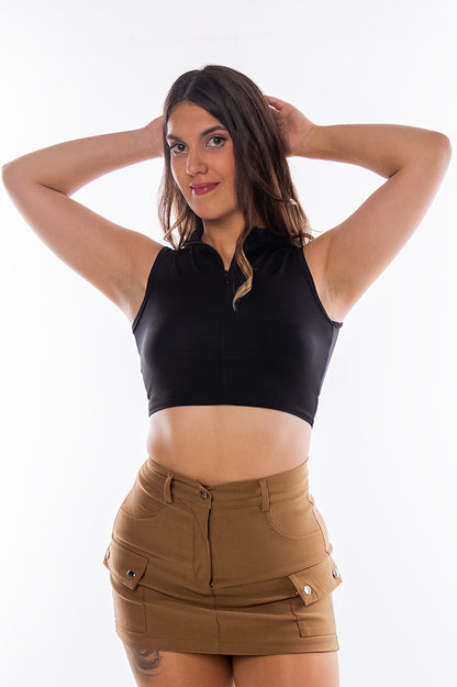 Top crop deportivo con cremallera