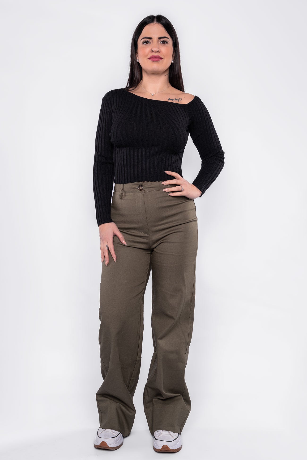 Pantalón recto unicolor de vestir
