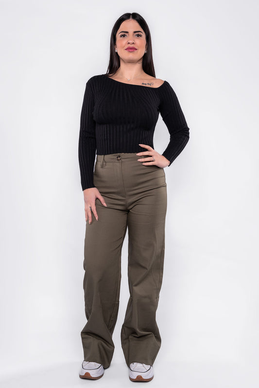 Pantalón recto unicolor de vestir