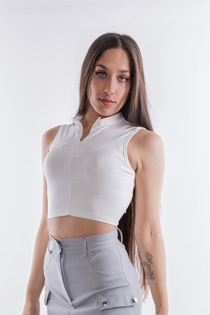 Top crop deportivo con cremallera