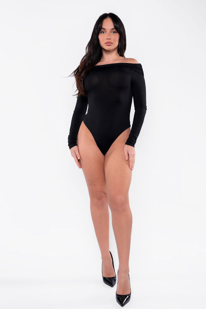 Body  de manga larga con escote Bardot