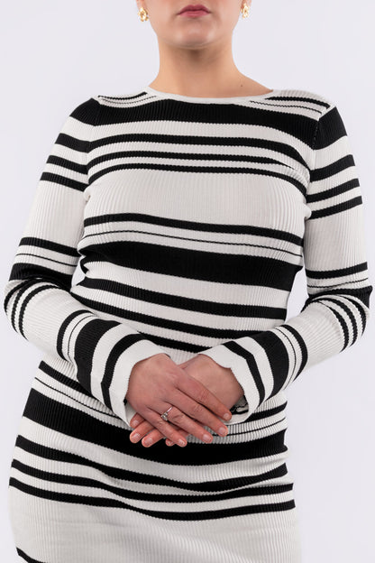 vestido corto manga larga de punto para mujer