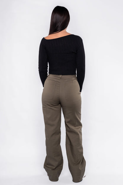 Pantalón recto unicolor de vestir