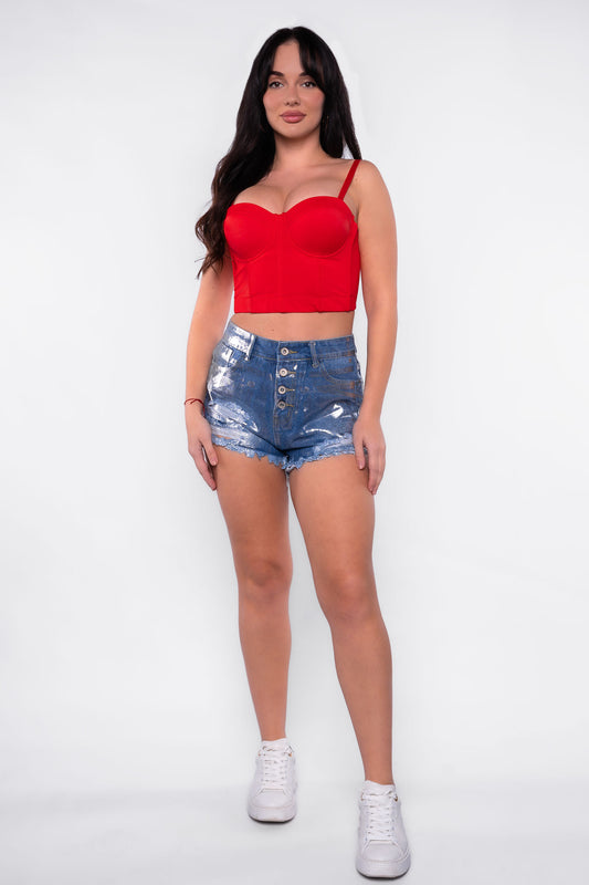 Short de mezclilla efecto manchado
