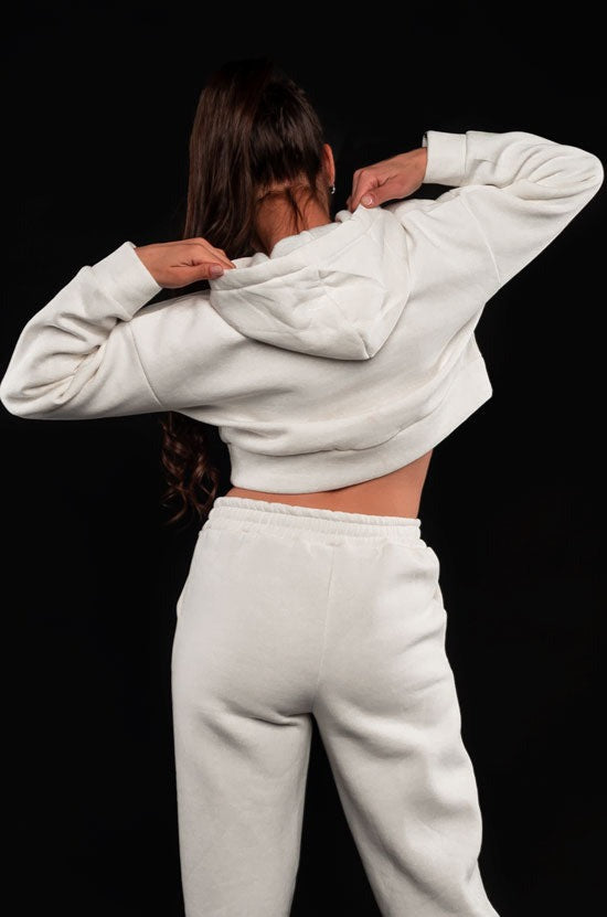 Sudadera cropped capucha cordón de ajuste