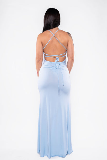 Vestido largo tirantes de espalda descubierta