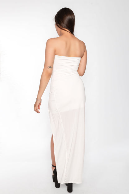 Vestido largo sexi ajustado de muslo abierto