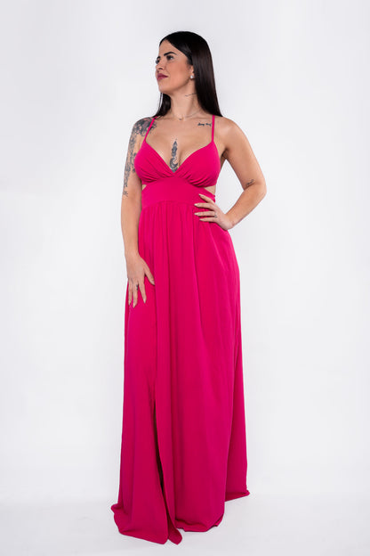 Vestido largo de tirantes con abertura
