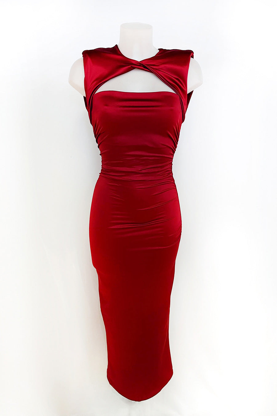 Vestido largo de licra ,elegante de cuello alto escote