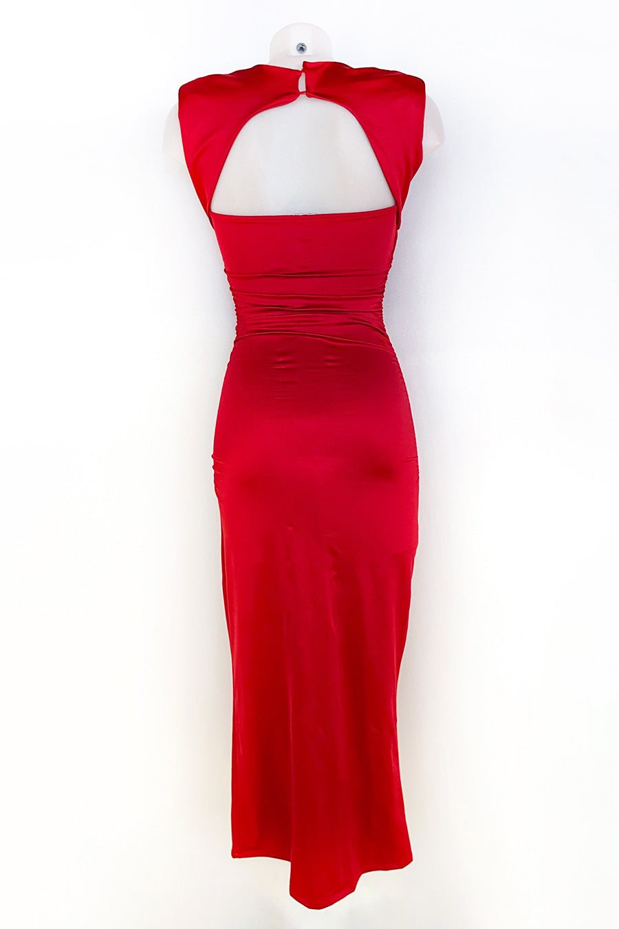 Vestido largo de licra ,elegante de cuello alto escote