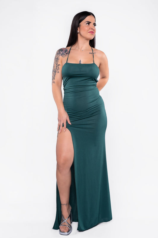 Vestido largo tirantes de espalda descubierta