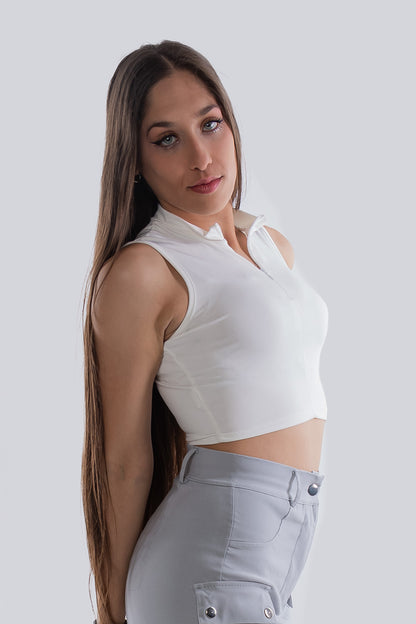 Top crop deportivo con cremallera
