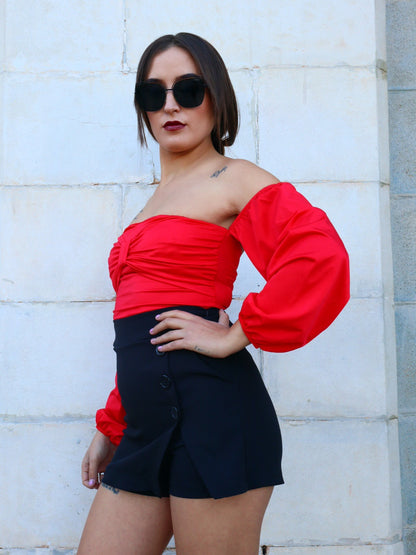 Falda pantalón botones , bolsillo izquierdo