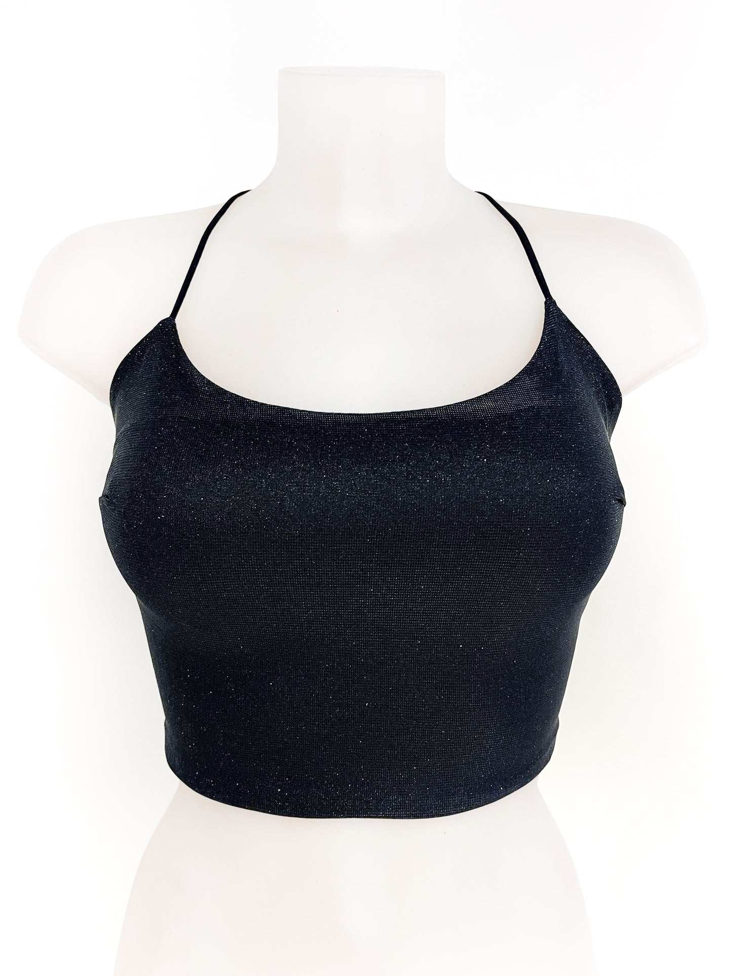 Top Halter brillo de espalda descubierta