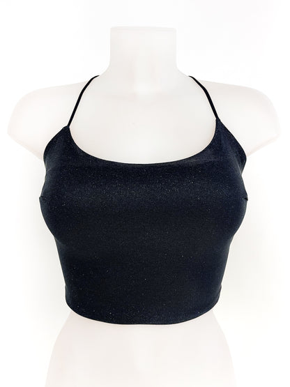 Top Halter brillo de espalda descubierta