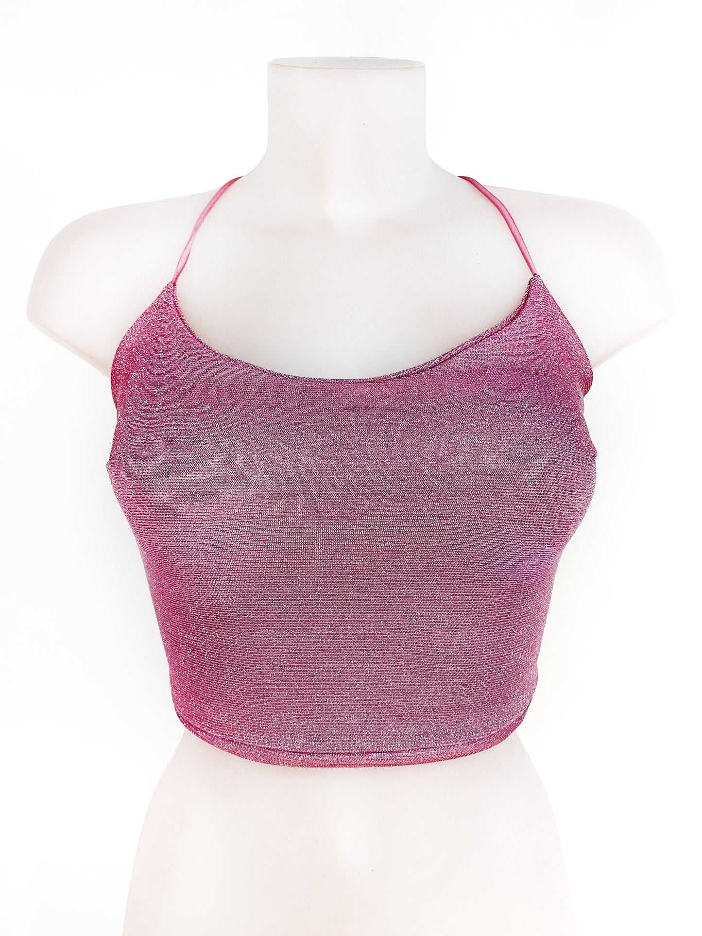 Top Halter brillo de espalda descubierta