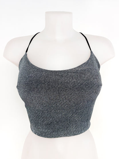 Top Halter brillo de espalda descubierta