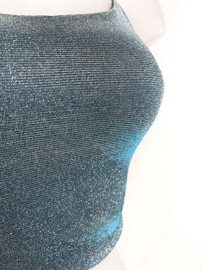 Top Halter brillo de espalda descubierta