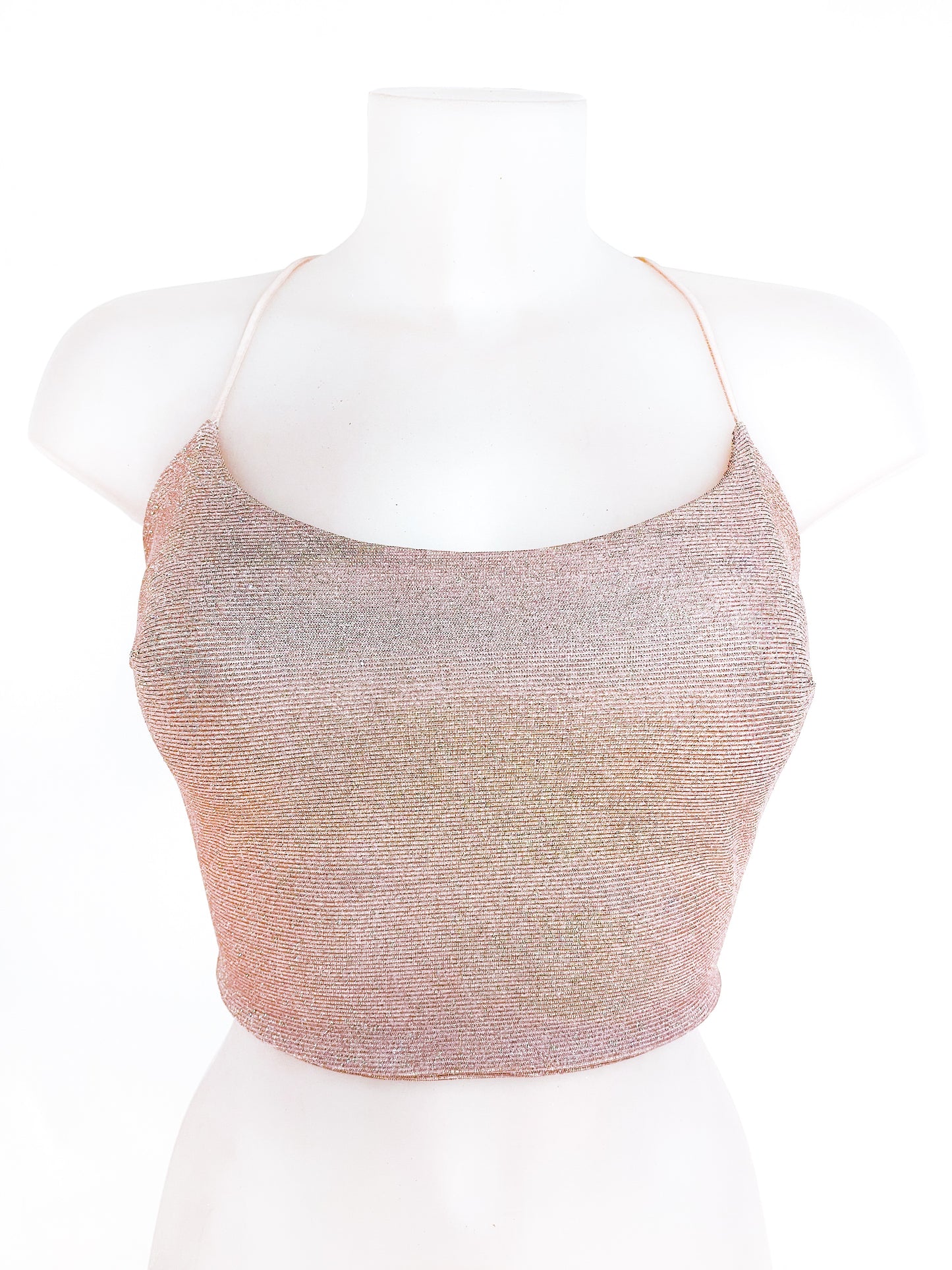 Top Halter brillo de espalda descubierta