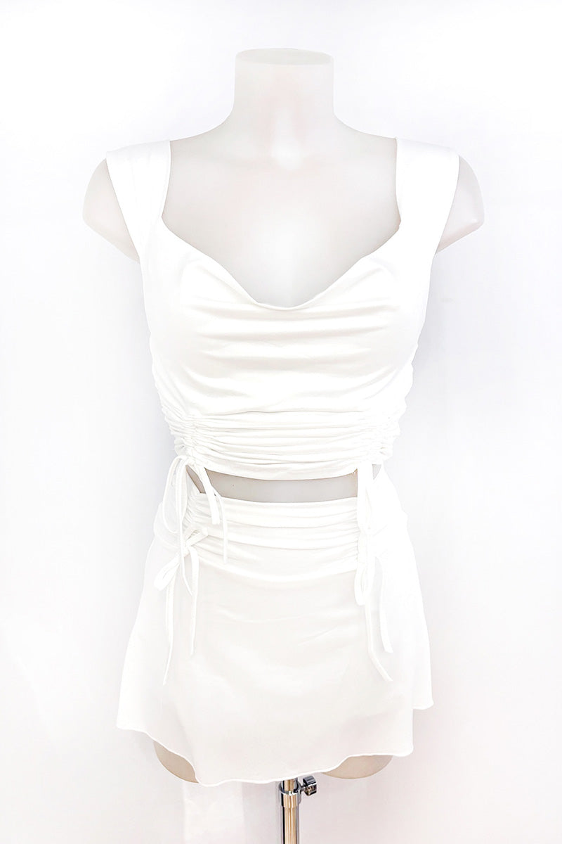 Conjunto top fruncido y short licra