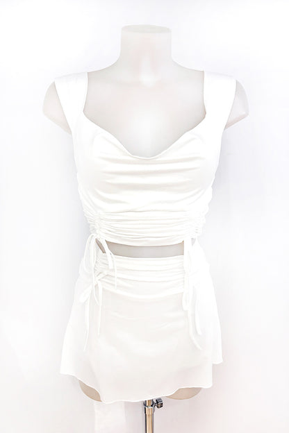 Conjunto top fruncido y short licra