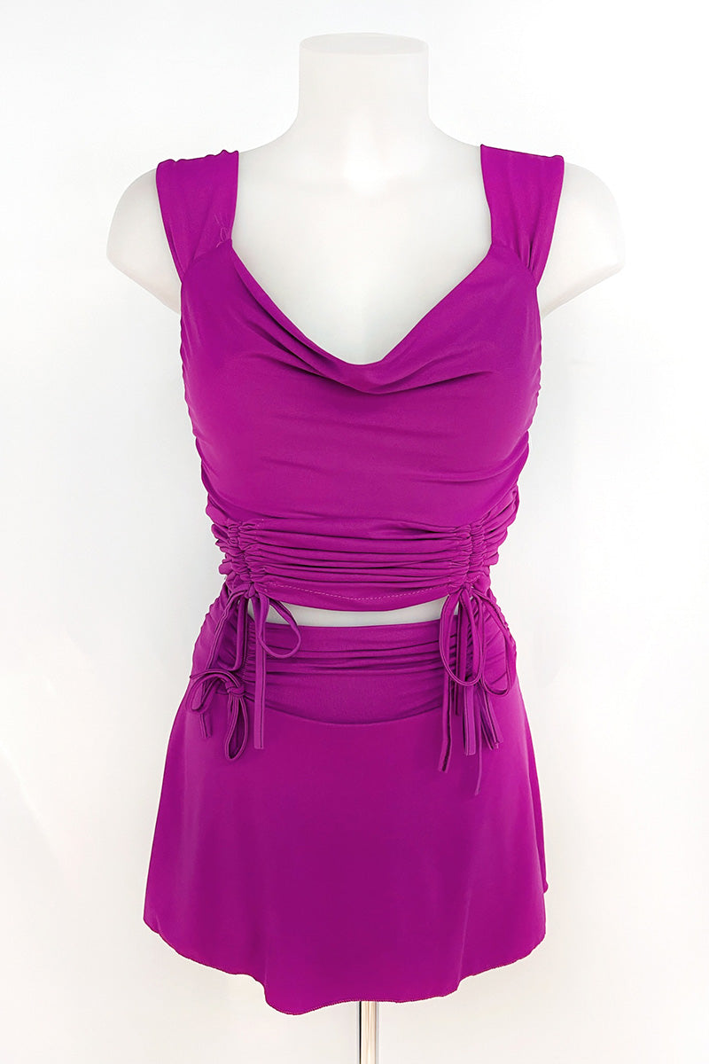 Conjunto top fruncido y short licra