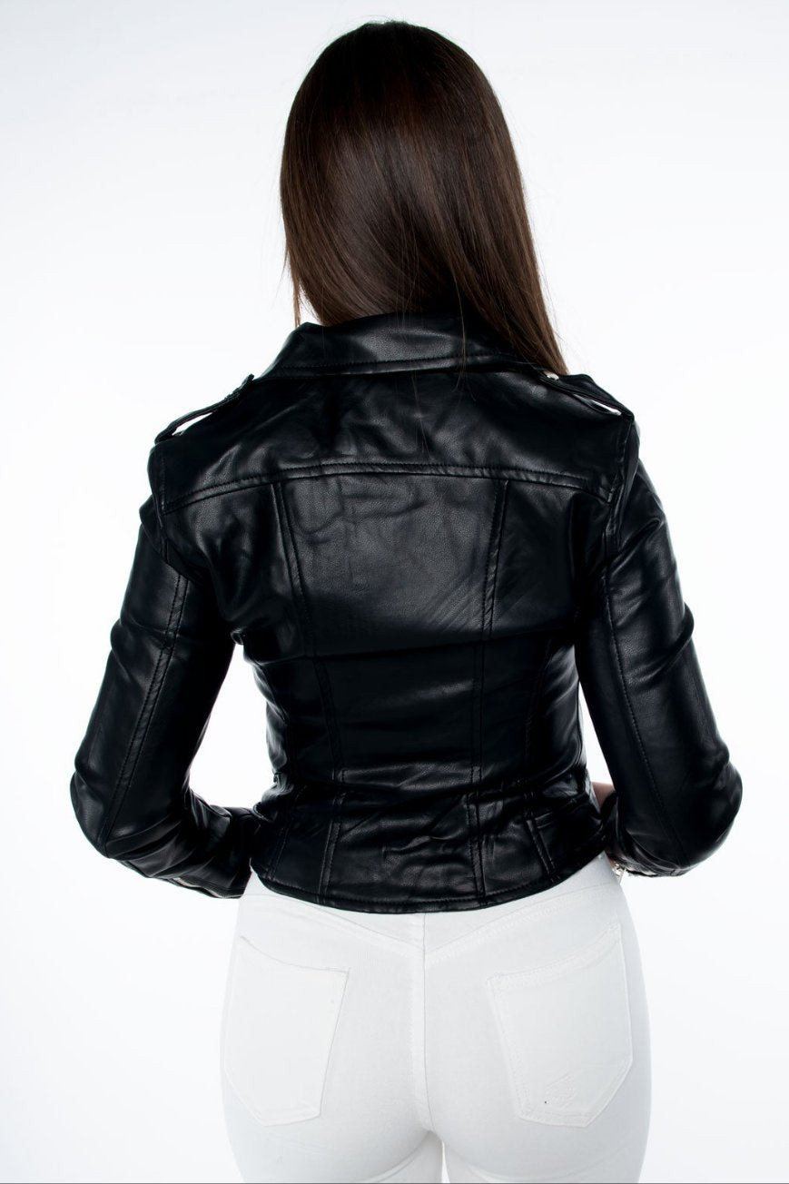 Cazadora biker cuero sintético con cinturon-Jump & Fish