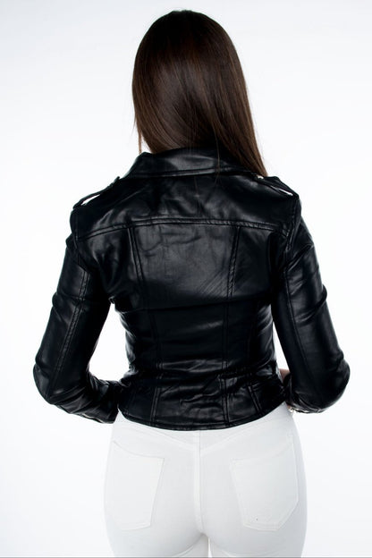 Cazadora biker cuero sintético con cinturon-Jump & Fish