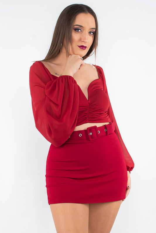 Falda pantalón  ajustada con cinturón