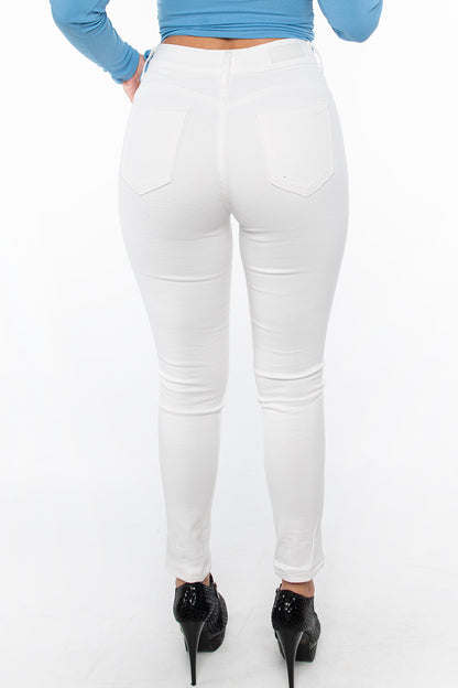 Jeans de pitillo talle alto PUSH UP vaquero roto