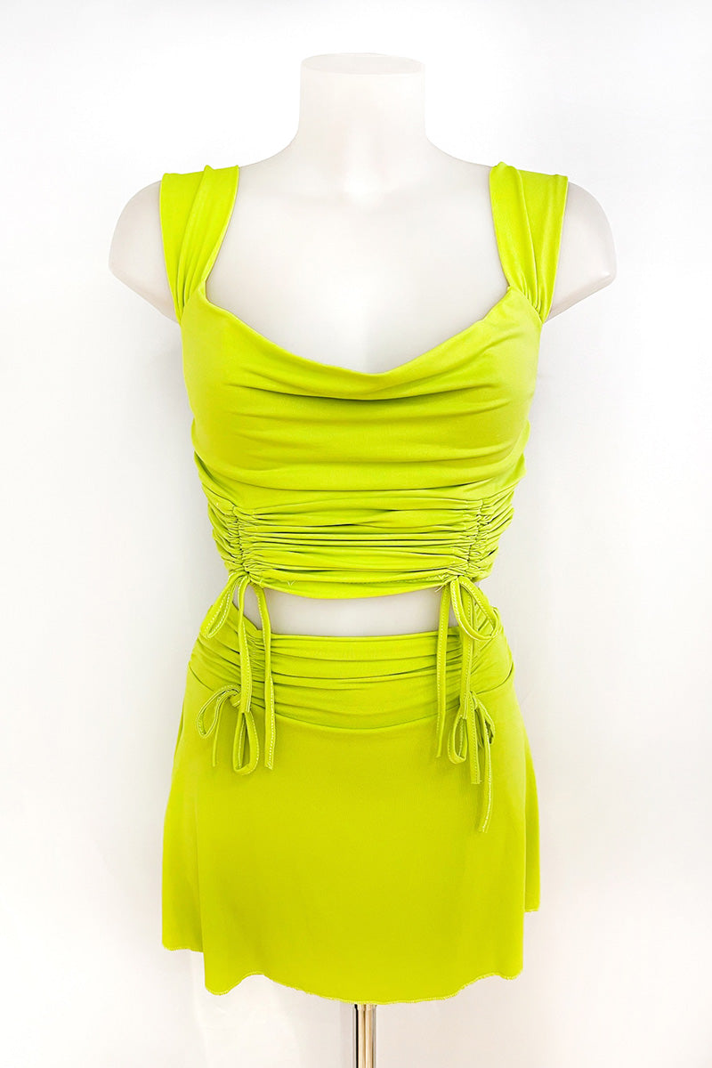 Conjunto top fruncido y short licra