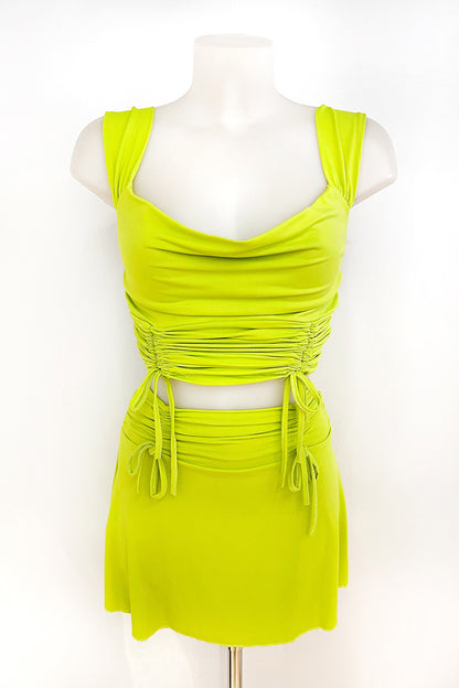 Conjunto top fruncido y short licra